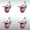 Service Caster 3.5 Inch SS Red Poly Swivel 12mm Threaded Stem Caster Set Total Lock Brake SCC-SSTSTTL20S3514-PPUB-RED-M1215-4 - alternate 1